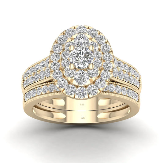 Luckacco 2PCS Diamond Couple Rings Set Woman Wedding Engagement Sterling Silver Ring Shining Luxury 5A Zircon 14k Gold Classic Jewelry
