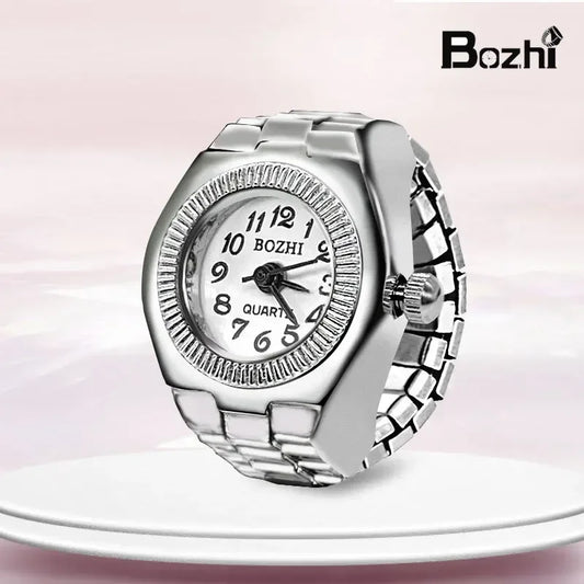 Luckacco Vintage Punk Quartz Finger Watch Ring for Women Men Couple Rings Digital Watches Elastic Stretchy Finger Band Ring Jewelry Clock