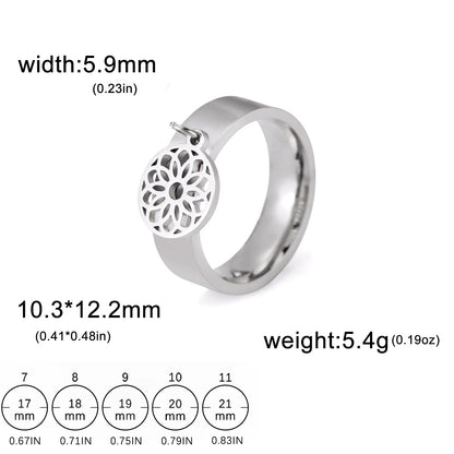 Luckacco Unift Women Stainless Steel Charms Rings Flower Leaf Spider Paw Pendant Finger Ring Fashion Minimalist Couple Jewelry