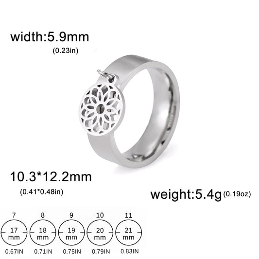Luckacco Unift Women Stainless Steel Charms Rings Flower Leaf Spider Paw Pendant Finger Ring Fashion Minimalist Couple Jewelry