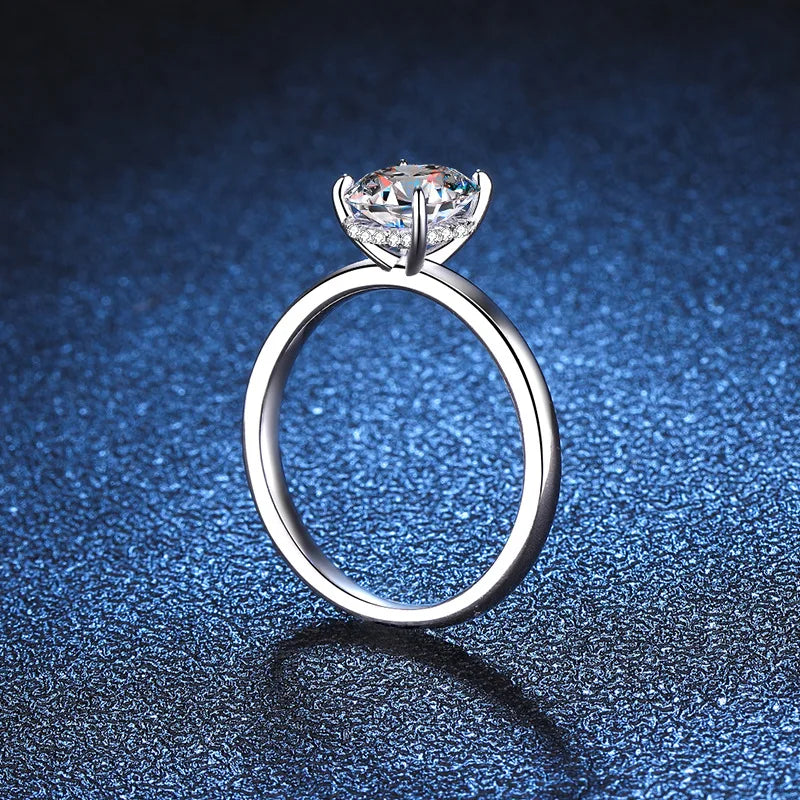 luckacco d color moissanite ring pigeon egg 18k gold inlaid 2-carat row ring wedding ring moissanite ring platinum pt950 imprint