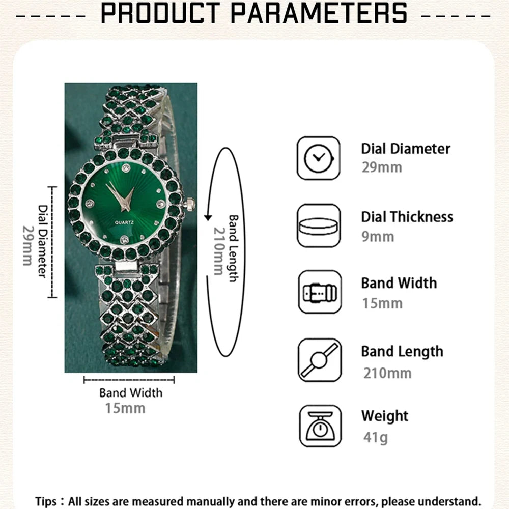 luckacco women fashion watches heart rhinestone ring necklace earring jewelry set luxury dress quartz wristwatch simple elegant watch gif
