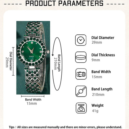 Luckacco Women Fashion Watches Heart Rhinestone Ring Necklace Earring Jewelry Set Luxury Dress Quartz WristWatch Simple Elegant Watch Gif