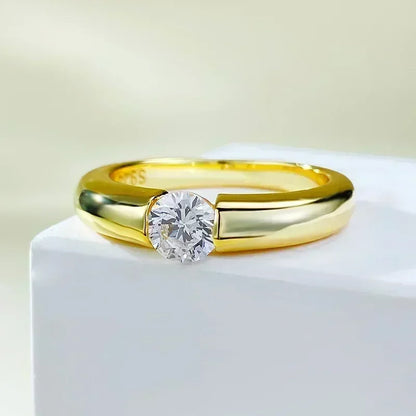 Luckacco 14K Gold Vintage Lab Diamond Ring 100% Real 925 Sterling Silver Party Wedding Band Rings for Women Engagement Jewelry Gift