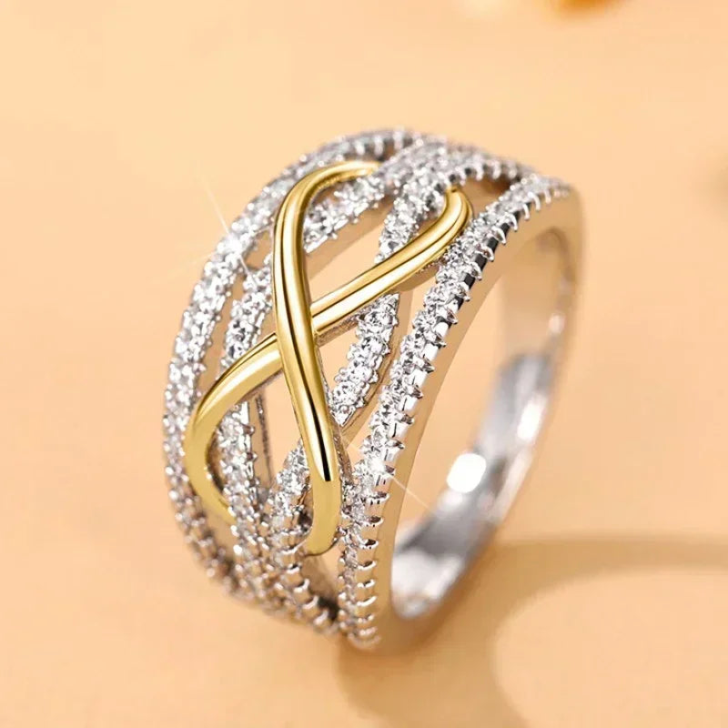 luckacco fashion infinite love rings for women full bling iced out cubic zirconia wedding engagement rings trendy luxury jewelry anillos