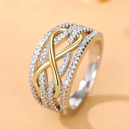 Luckacco Fashion Infinite Love Rings for Women Full Bling Iced Out Cubic Zirconia Wedding Engagement Rings Trendy Luxury Jewelry Anillos