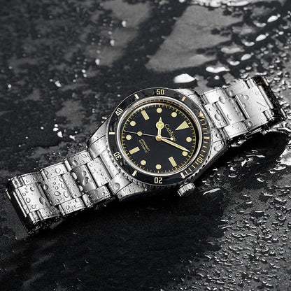 Luckacco CADISEN Luxury Men Watch 38mm Diver Vintage Automatic Business Wristwatches NH35 Mechanical Sapphire 20 Bar Mens Retro Clock