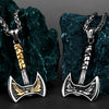 Luckacco Viking Odin Raven Huginn and Muninn Double Axe Titanium Steel Stainless Steel Necklace Pendant Men's Scandinavian Jewelry Gift