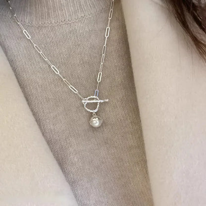 Luckacco New Trendy Fashion 925 Silver Pearl Simple Elegant Thin Chain Pendant Necklace for Women Girl Jewelry Dropship