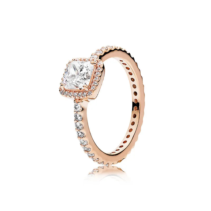 luckacco 100% fashionable 925 sterling silver original heart-shaped water drop butterfly zircon charming ring for women's wedding jewelry