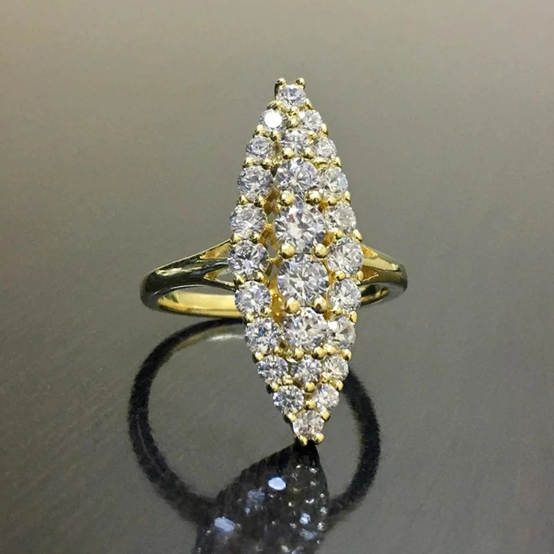 luckacco daily picks geometric shaped women rings with marquise cubic zirconia exquisite female accessories for wedding party fashion jewelry
