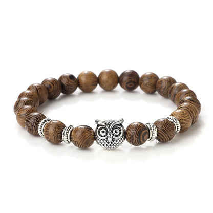Luckacco Vintage Owl Charm Bracelets & Bangles For Men Women Natural Lava Stone Malachite Beads Couple Bracelets Friendship Jewelry Gifts