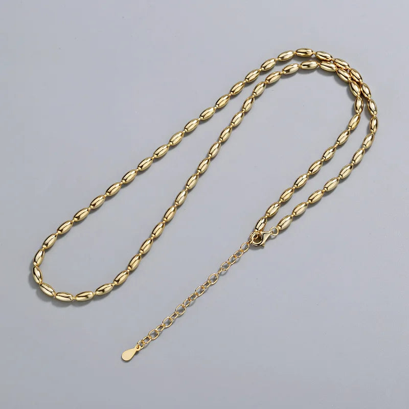 luckacco s925 sterling silver necklace simple beads choker shiny delicate collarbone chain for girl wedding gift fine jewelry