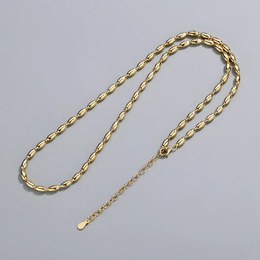 Luckacco S925 Sterling Silver Necklace Simple Beads Choker Shiny Delicate Collarbone Chain For Girl Wedding Gift Fine Jewelry