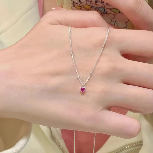 Luckacco 925 Sterling Silver Zircon Heart Interlocking Necklaces For Women Luxury Quality Jewelry Gift Female  Items