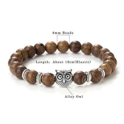 Luckacco Vintage Owl Charm Bracelets & Bangles For Men Women Natural Lava Stone Malachite Beads Couple Bracelets Friendship Jewelry Gifts