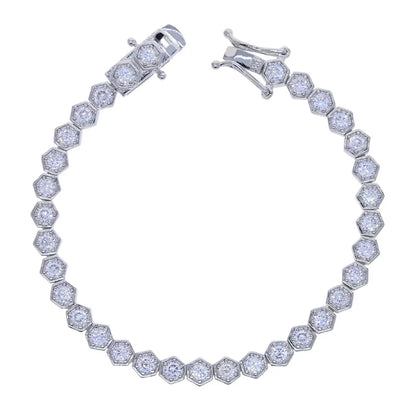 Luckacco 2025 New Iced Out AAA Cubic Zirconia Heart Tennis Chain Bracelet Silver Color CZ Charm Chain Bracelet Hip Hop Jewelry For Women