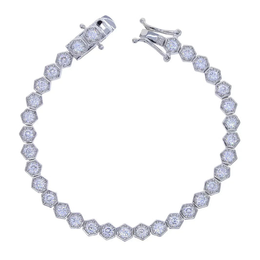 Luckacco 2025 New Iced Out AAA Cubic Zirconia Heart Tennis Chain Bracelet Silver Color CZ Charm Chain Bracelet Hip Hop Jewelry For Women