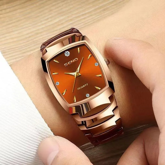 Luckacco Luxury Watch for Men Business Fashion Square Quartz Wristwatch Classic Stainless Steel Luminous Waterproof Male Date Clock Gifts