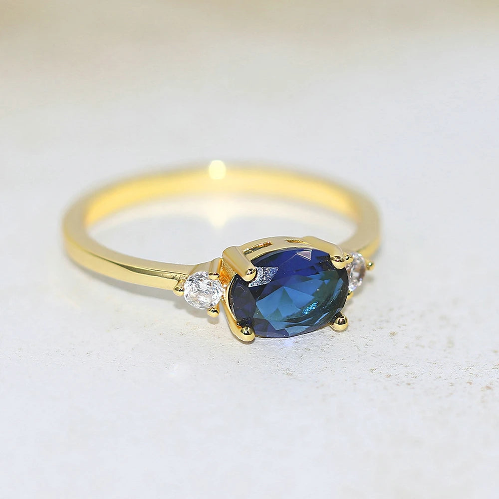 luckacco wedding dating ring for women simple solitaire ring with oval candy stone zircon gold color engagement gift fashion jewelry r865