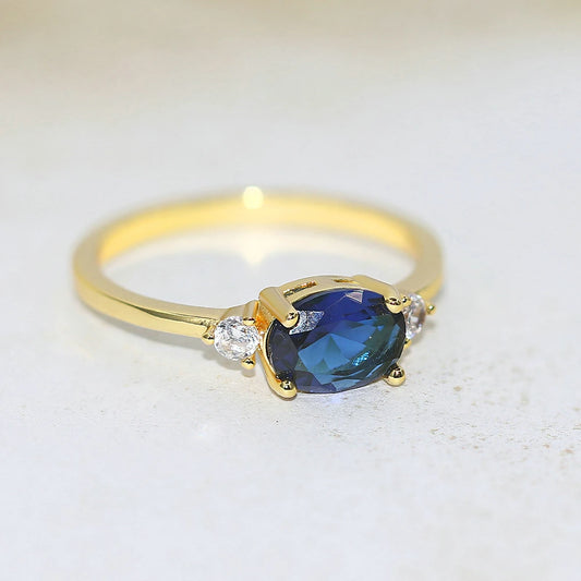 Luckacco Wedding Dating Ring For Women Simple Solitaire Ring With Oval Candy Stone Zircon Gold Color Engagement Gift Fashion Jewelry R865