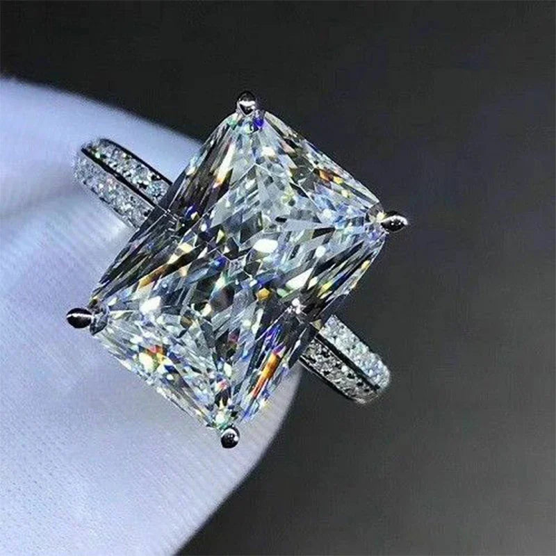 luckacco fashion big square crystal stone women wedding bridal ring luxury engagement party anniversary best gift large rings
