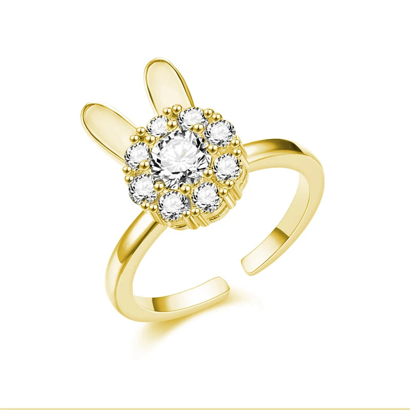 luckacco titanium stainless steel ring for women rotate rotating anxiety fidget adjustable rings silver color jewelry lovely flower bee