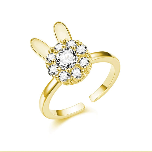 Luckacco Titanium Stainless Steel Ring For Women Rotate Rotating Anxiety Fidget Adjustable Rings Silver Color Jewelry Lovely Flower Bee