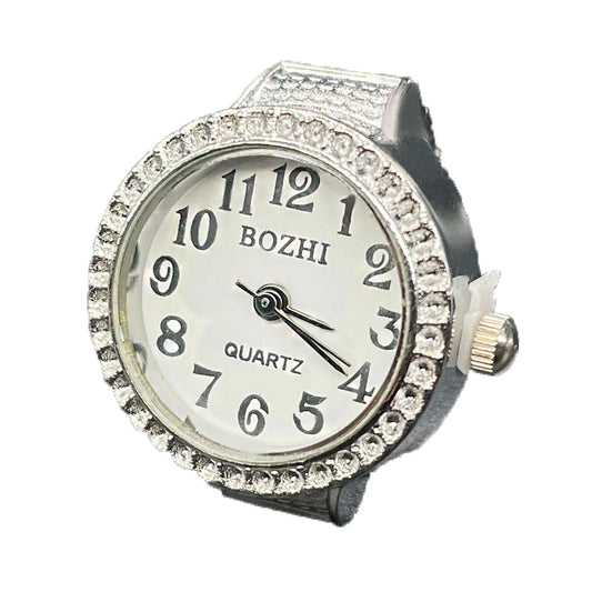 Luckacco Steel Fun New Roman Quartz Finger Watch Rings Vintage Punk Mini Elastic Strap Alloy Watches Couple Rings Jewelry Clock Women Men
