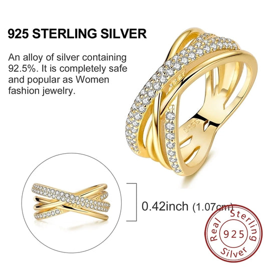 Luckacco New 925 Sterling Silver Rings Gold Heart Bow Adjustable Open Closed Ring Suitable for Women Stacking Ring Fashion Jewelry Gift
