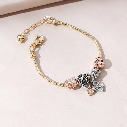 Luckacco 1pcs Heart Shaped Tree Of Life Bracelet Women Fashion Trend Jewelry Copper Chain Diy Beads Jewelry