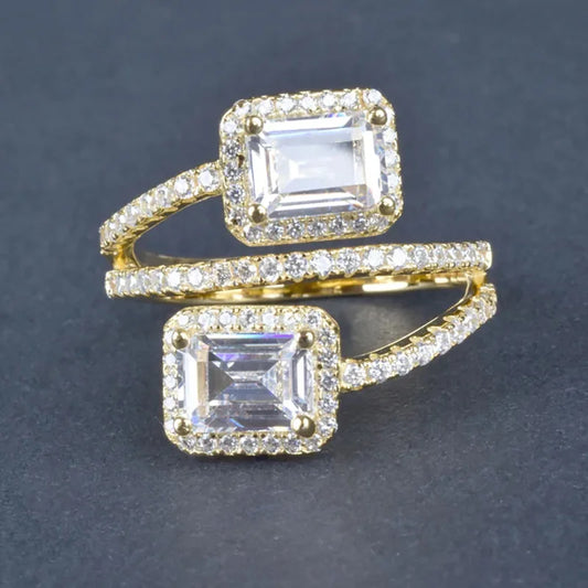 Luckacco New Retro Women Square Royal Princess Stylish Wedding Ladies Finger Ring  Pretty Gift Valentine's Surprise For Wife