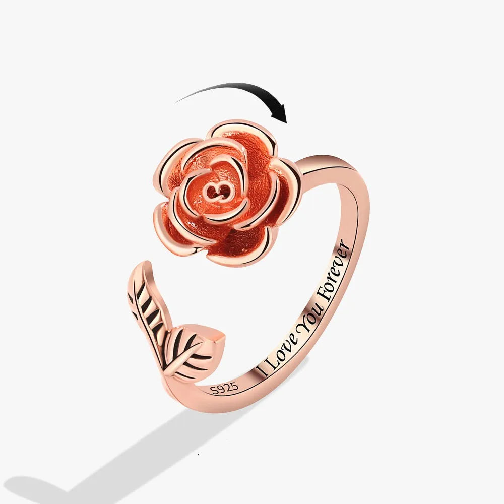 luckacco ethnic mandala flower finger rings for women girls rotating rose sun planet anxiety knuckle ring anti stress jewelry
