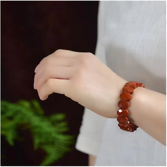Luckacco Natural 10x15mm faceted flashing Stone beads Bracelets Handmade Reiki Healing Meditation Bangles Elastic Rope Couple Jewelry