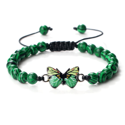 Luckacco Trendy Butterfly Beaded Bracelets For Women Men Natural Stone Beads Chain Bangles Handmade Female Bohemian Party Jewelry Gifts
