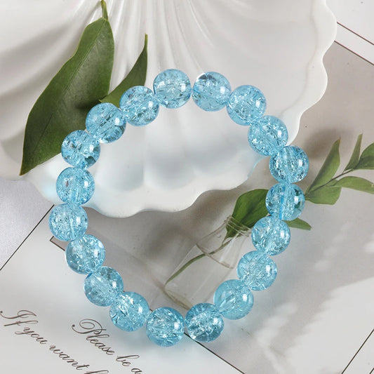 Luckacco Shinning Crystal Beads Elastic Bracelet Korean Style Colorful Crystal Glass Beaded Bracelet Bangles For Women