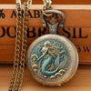 Luckacco Exquisite Vintage Mermaid Pattern Pocket Watch Design with Necklace,Precise Quartz Movement Watch,Great Gift for Women and Girls