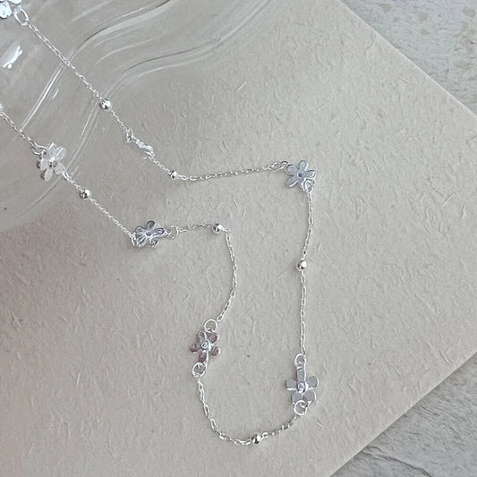 Luckacco New 925 Sterling Silver Classic Multiple Flower Combinations Choker Necklace For Girl Neck Women Wedding Party Gift Fine Jewelry