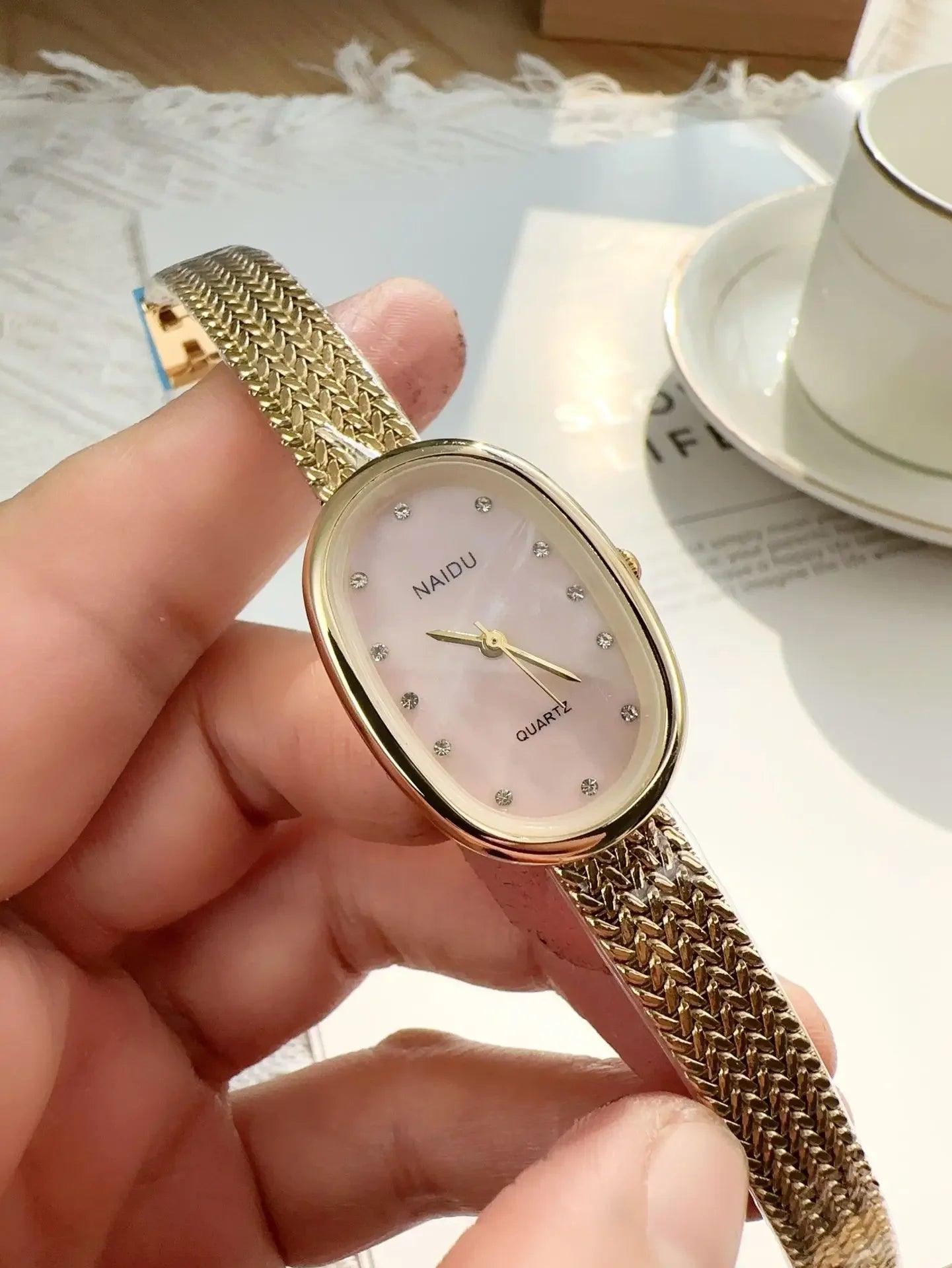 luckacco new brand quartz watch for women luxury gift oval dial rhinestone watch adjustable stainless steel strap wristwatches