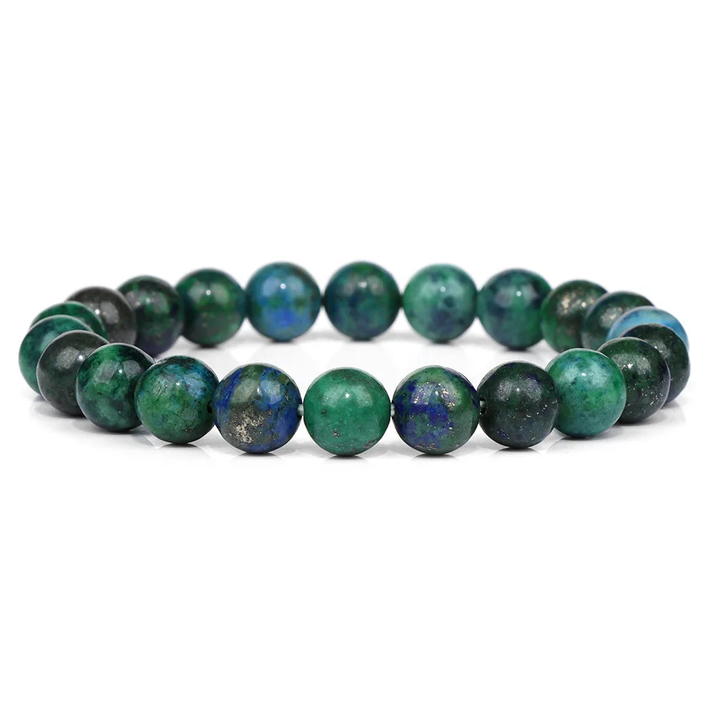luckacco handmade natural stone african stone beads bracelet men yoga mala jewelry green moss agates beaded bracelet for women men