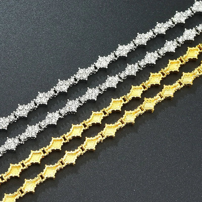 luckacco round stone star cubic zirconia bracelet hip-hop jewelry for men shiny elegant fashion accessory classic  gift for birthday