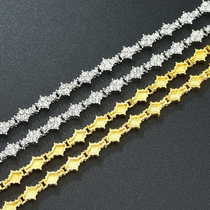 Luckacco Round Stone Star Cubic Zirconia Bracelet Hip-Hop Jewelry For Men Shiny Elegant Fashion Accessory Classic  Gift For Birthday