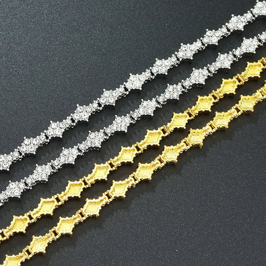 Luckacco Round Stone Star Cubic Zirconia Bracelet Hip-Hop Jewelry For Men Shiny Elegant Fashion Accessory Classic  Gift For Birthday