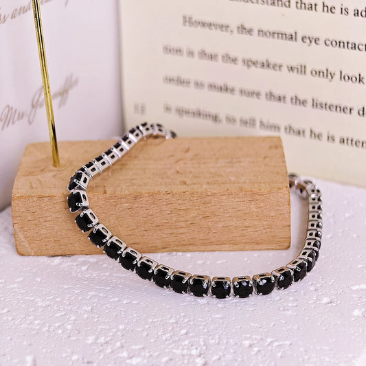 Luckacco 2024 New Arrival Luxury Round black color on hand Bracelet Bangle For Women Anniversary Gift Jewelry Bulk Sell S5787