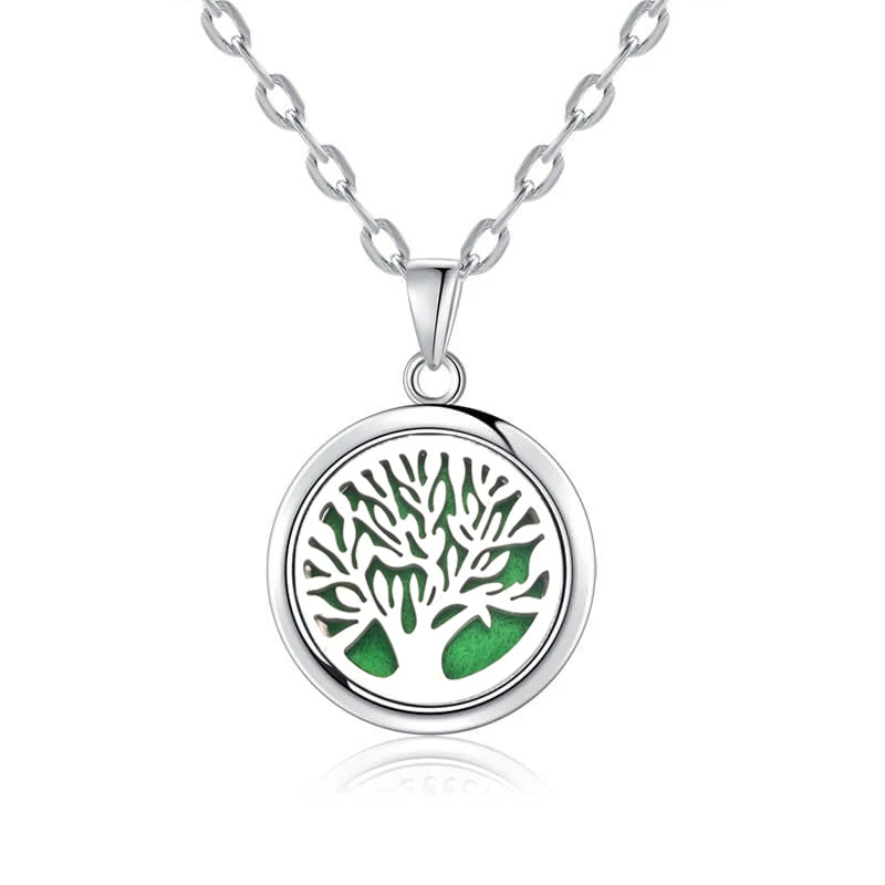 luckacco new tree of life aromatherapy necklace stainless steel essential oil diffuser amulet perfume locket pendant women jewelry gift