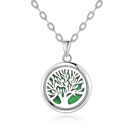 Luckacco New Tree Of Life Aromatherapy Necklace Stainless Steel Essential Oil Diffuser Amulet Perfume Locket Pendant Women Jewelry Gift