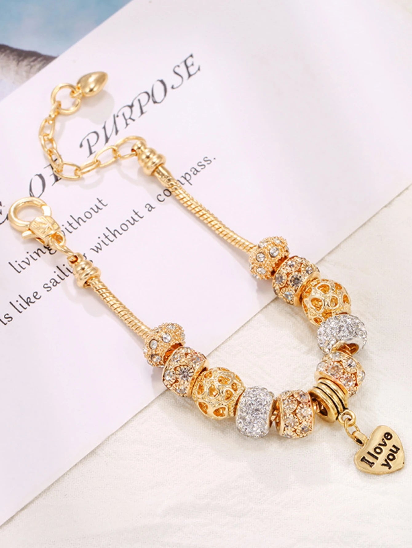 luckacco 1pc women's fashion pan family diy multi element love beaded bracelet date travel banquet party holiday dressing gift