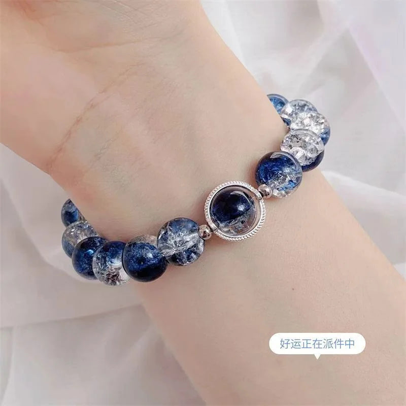 luckacco luxury galaxy planet bracelet for women popcorn crystal opal beads butterfly feather pendant bracelet harajuku jewelry gifts