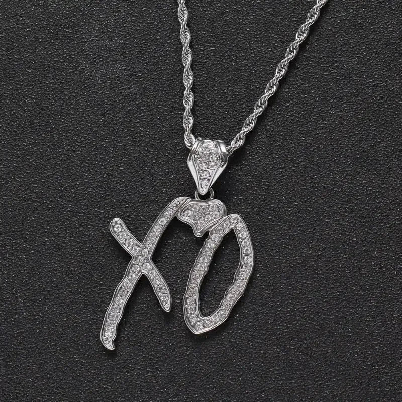 luckacco hip hop ice out zircon letter otf letter pendant necklace for men and women fashion rock party jewelry gift