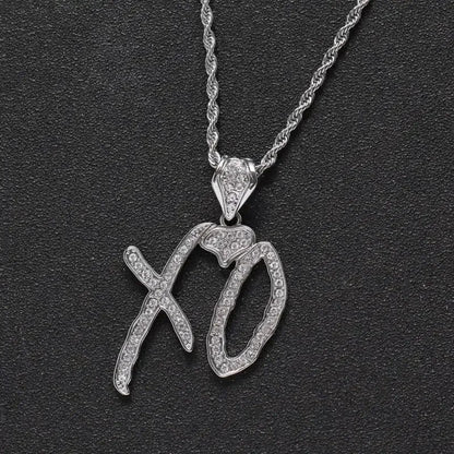 Luckacco Hip Hop Ice Out Zircon Letter Otf Letter Pendant Necklace for Men and Women Fashion Rock Party Jewelry Gift
